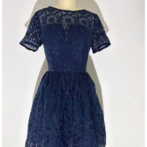 Chi Chi London Navy Lace Fit and Flare Dress (UK Size 14) Vintage 50's Vibes